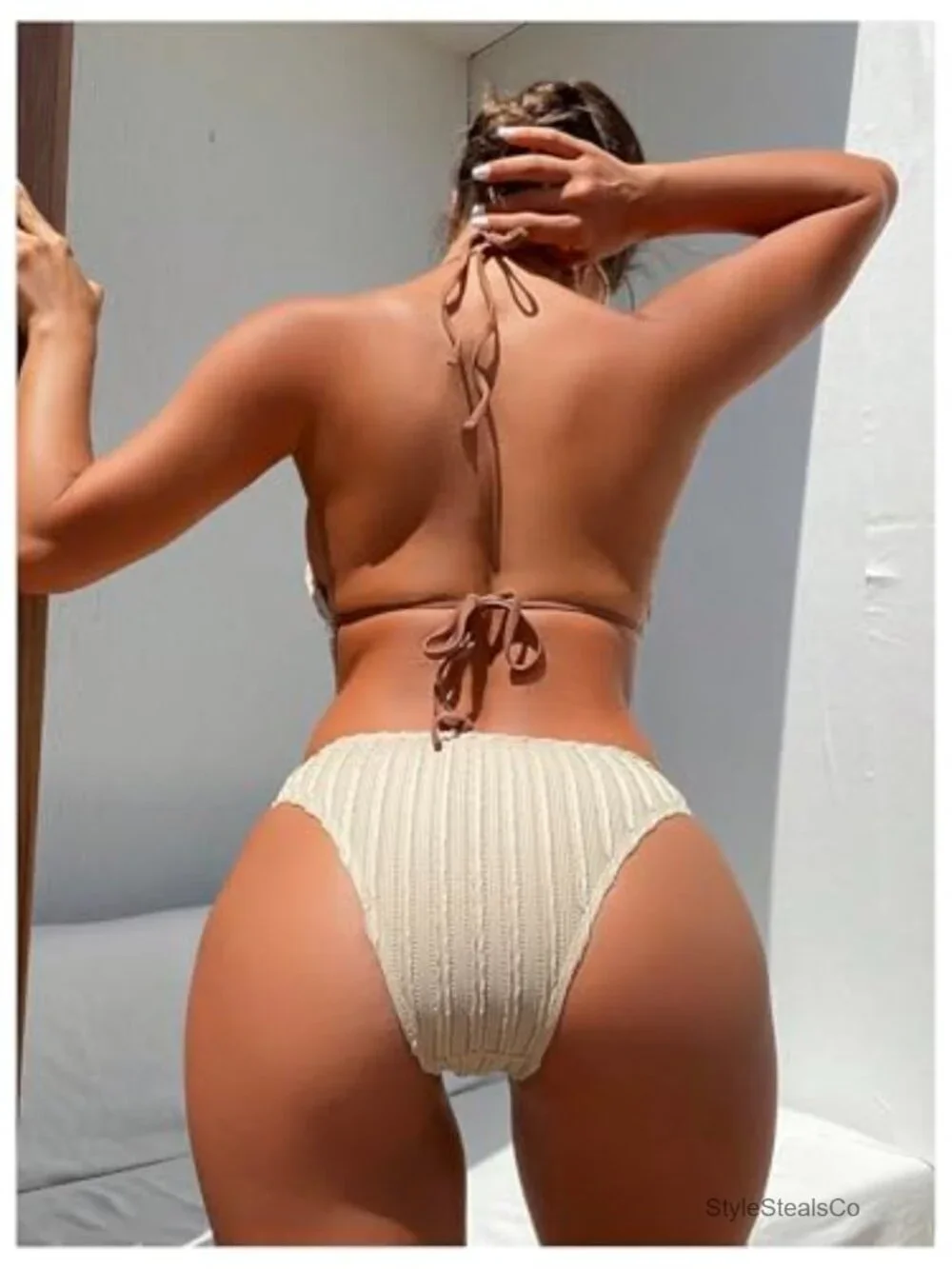 Chain Linked Cut Out Halter One Piece Swimsuit High Stretch